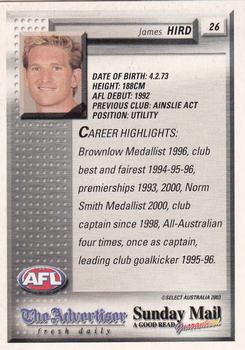 2003 Select The Advertiser-Sunday Mail AFL #26 James Hird Back
